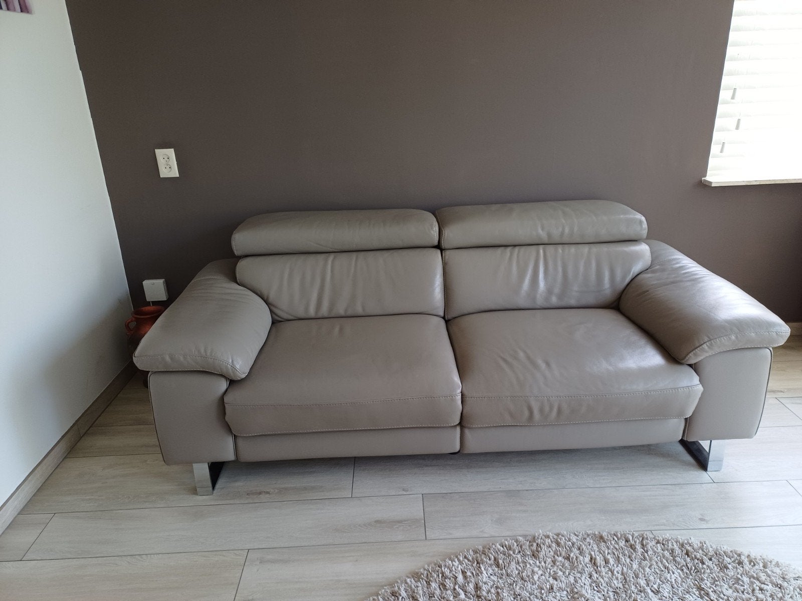 Goossens 2.5-zitsbank met relaxfunctie - Taupe, Ophalen, Gebruikt, 150 tot 200 cm, Driepersoons