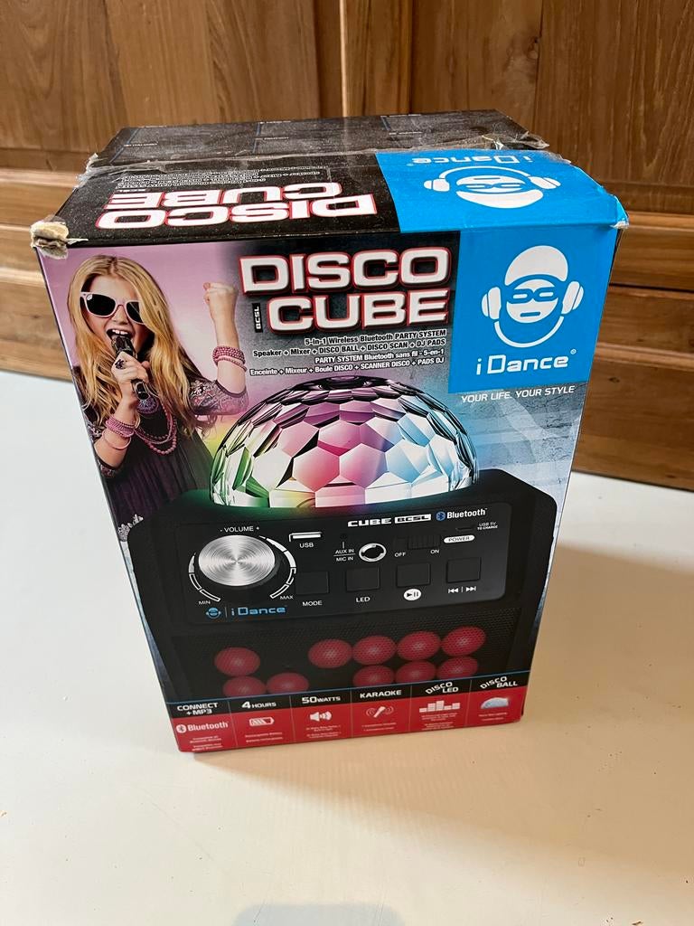 iDance Disco Cube BC5L - Karaoke set met microfoon, Ophalen, Zo goed als nieuw, Complete set