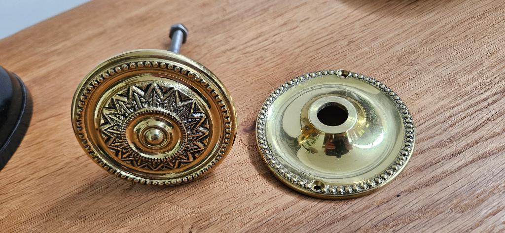 Zware Massief koperen deurknop voordeur knop, Antiek en Kunst, Ophalen of Verzenden
