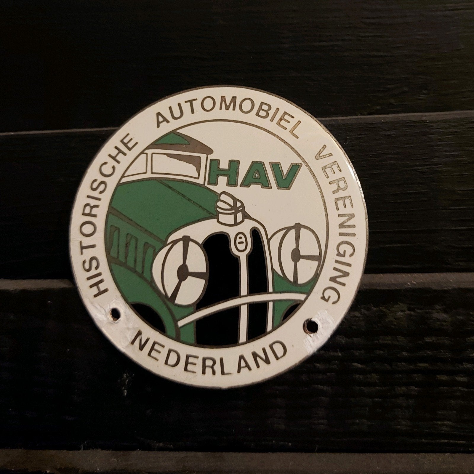 Oldtimer auto embleem Historische Automobiel Vereniging, Ophalen of Verzenden, Gebruikt