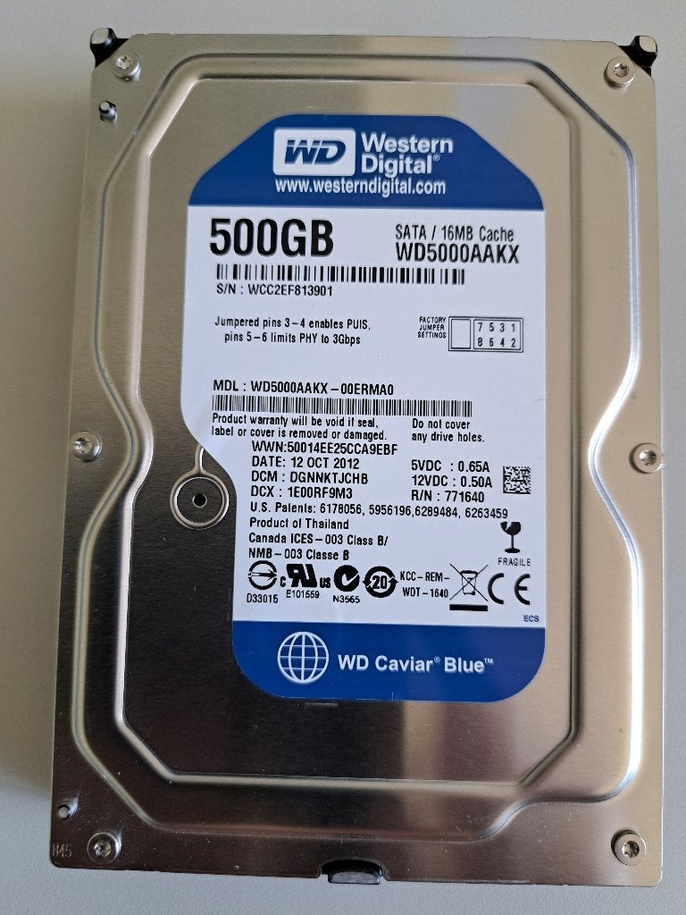 WD 500GB, Intern, Zo goed als nieuw, 500 GB, Desktop