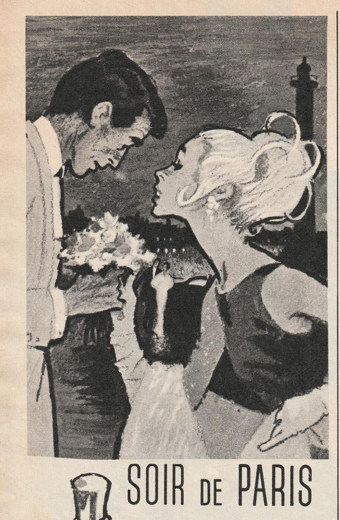 Retro reclame 1963 Bourjois Soir de Paris parfum flesjes, Verzamelen, Retro, Overige typen, Verzenden