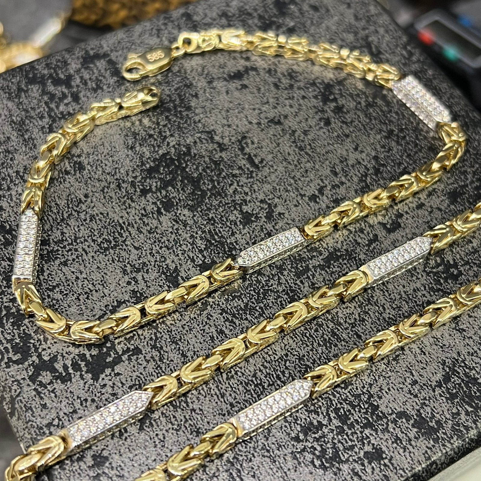 14k gouden set koningsketting met armband nieuw, Ophalen of Verzenden, Nieuw, Goud