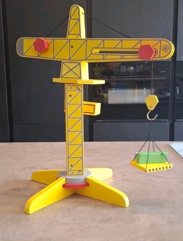 Houten hijskraan speelgoed met accessoires, Kinderen en Baby's, Speelgoed | Houten speelgoed, Ophalen, Gebruikt, Overige typen