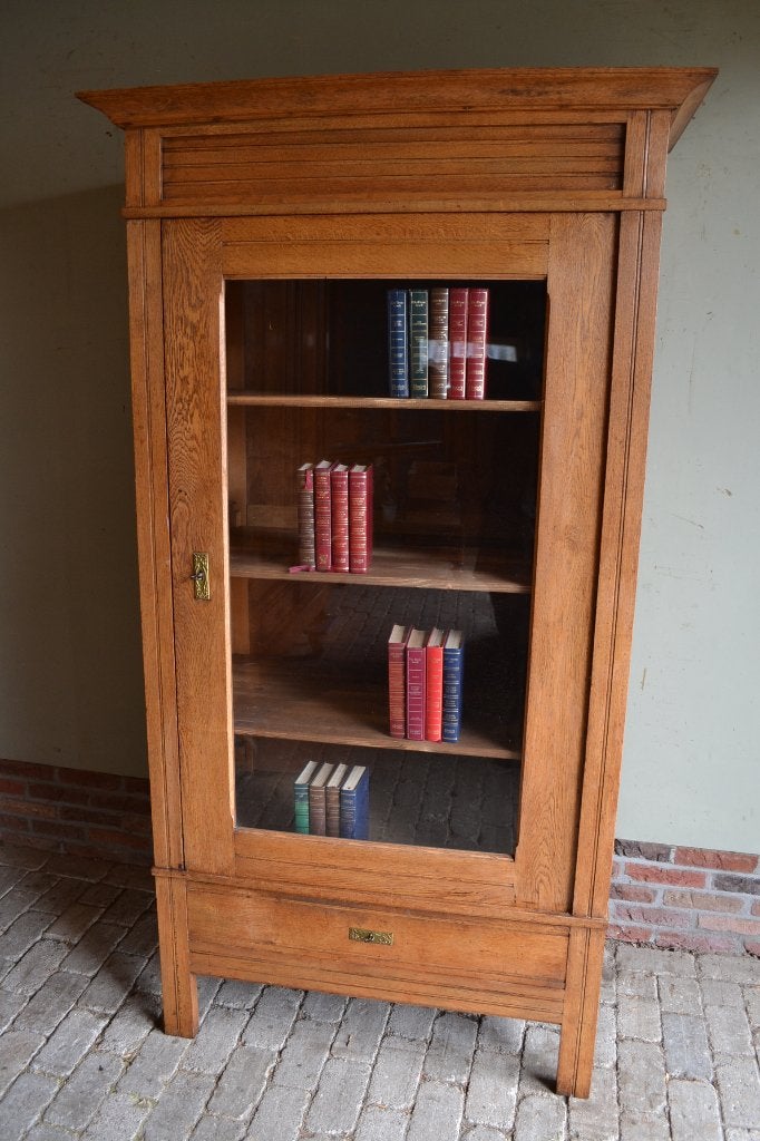 Prachtige antieke eiken houten Art Deco boekenkast, vitrine