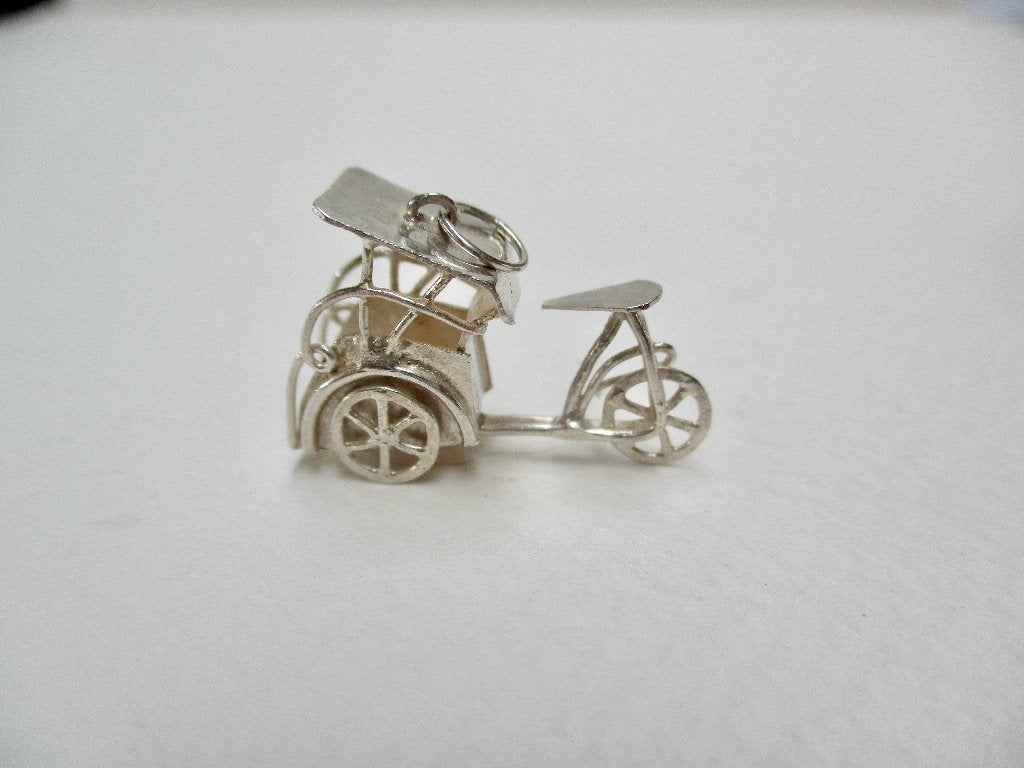 Zilveren oud RIKSJA Fiets hangertje 800 zilver, Verzenden, Zilver, Hanger