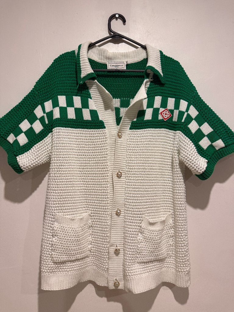 Casablanca Crochet Knitted Shirt (Groen/Wit), Kleding | Heren, T-shirts, Ophalen, Casablanca, Maat 48/50 (M), Zo goed als nieuw