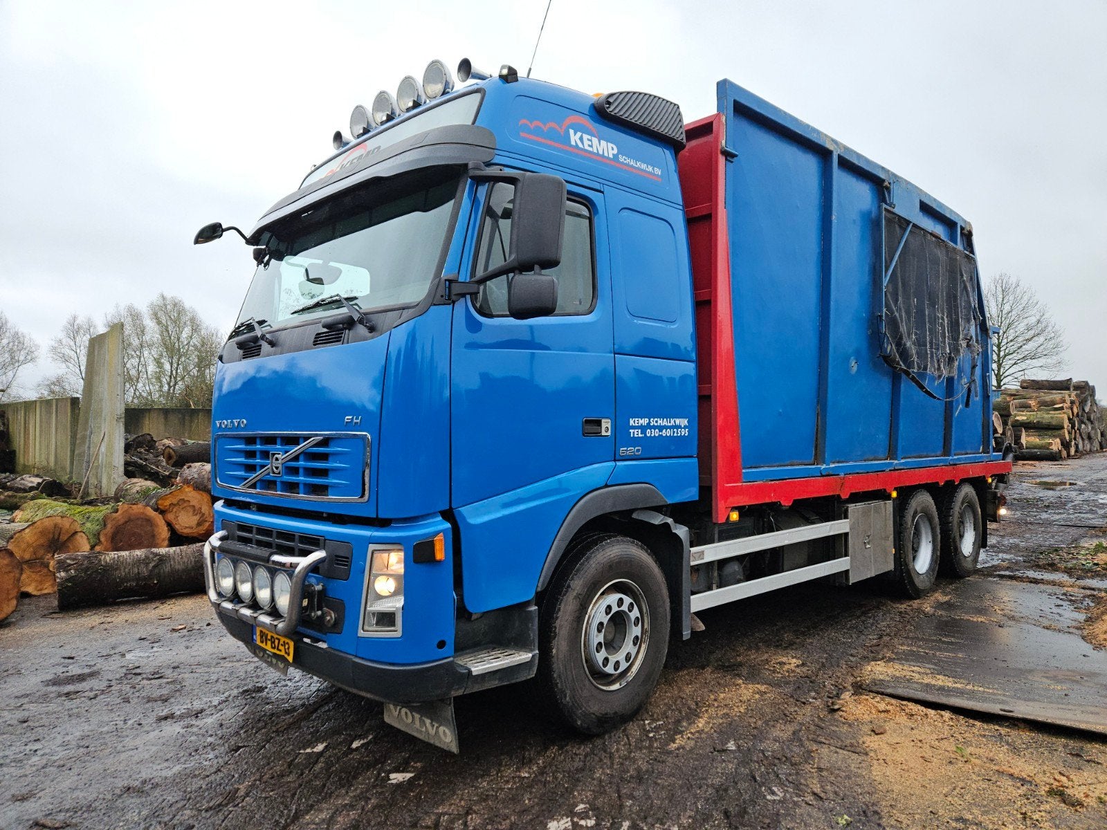Volvo FH 6x4 knijperauto combinatie, Auto's, Vrachtwagens, Automaat, Euro 5, Stof, Blauw