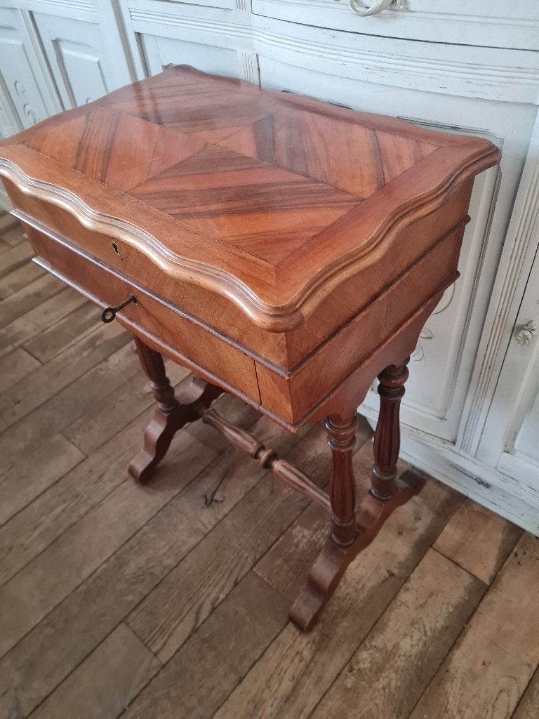 Antiek mahonie houten kastje naaikistje, Ophalen of Verzenden