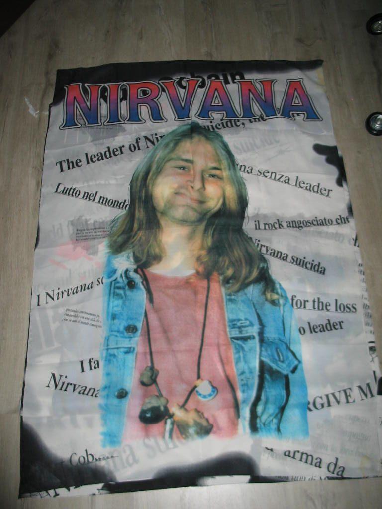 nirvana textiel poster 150cm x 100cm Kurt Cobain, Verzamelen, Ophalen, Zo goed als nieuw, Foto of Kaart