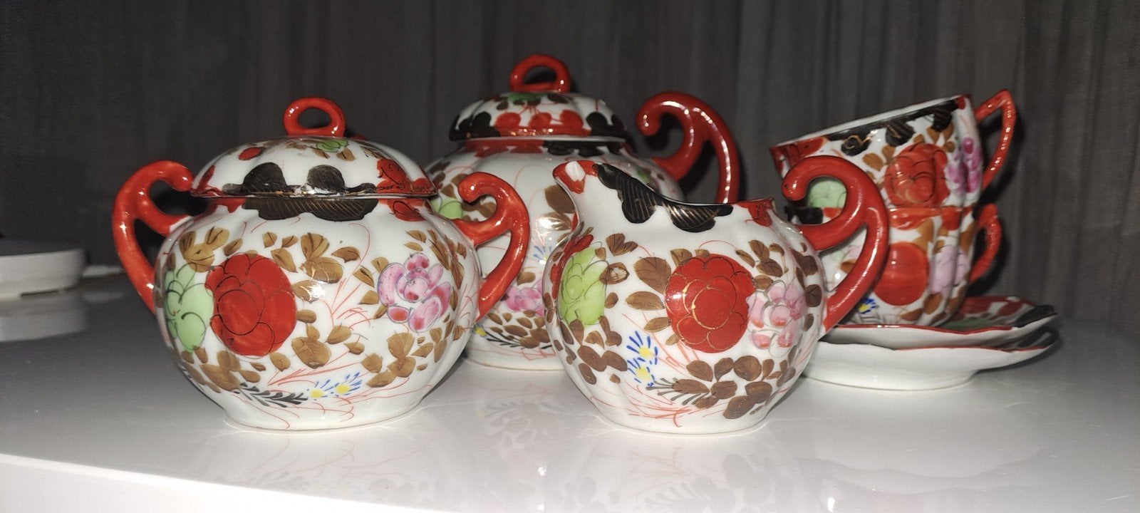 Antiek Japans Satsuma theeservies - Handgeschilderd, Antiek en Kunst, Ophalen