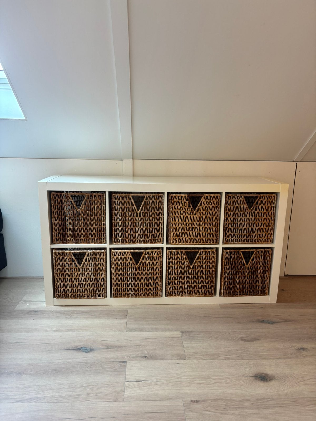 Ikea Kallax kast wit met 8 zeegras manden, Huis en Inrichting, Ophalen, Gebruikt, 50 tot 100 cm, Overige houtsoorten