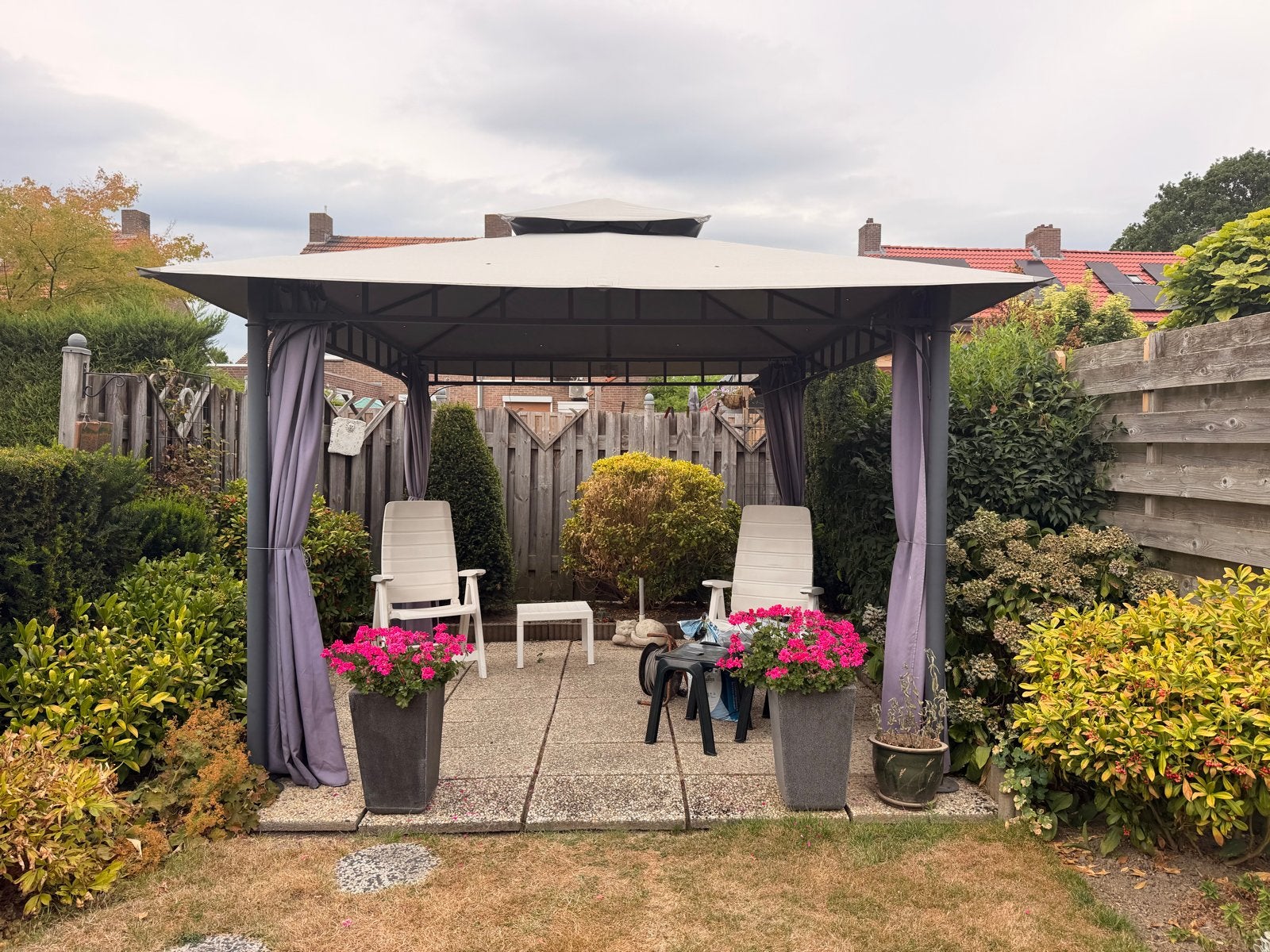 Paviljoen Palermo 4 bij 4 meter met nieuw dakdoek, Tuin en Terras, Ophalen, Gebruikt, Opvouwbaar, 4 tot 6 meter