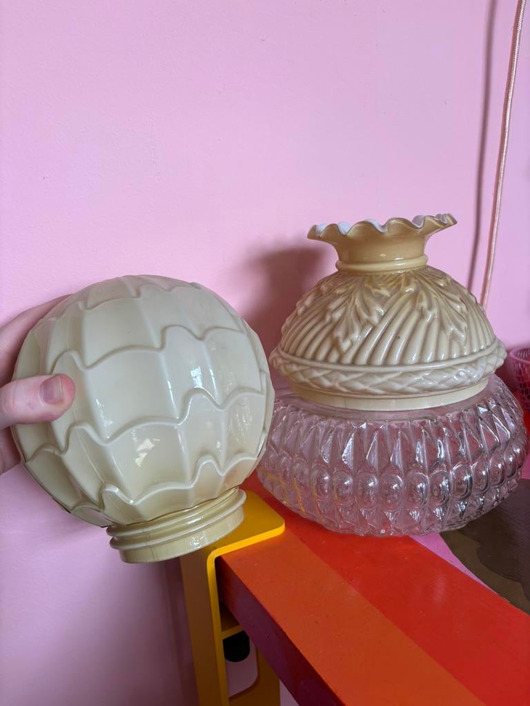 Vintage art deco lampenkappen plafonnieres, Ophalen of Verzenden