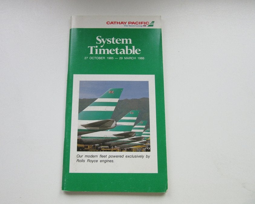 Cathay Pacific system timetable 1985/1986, Verzenden, Zo goed als nieuw, Overige typen