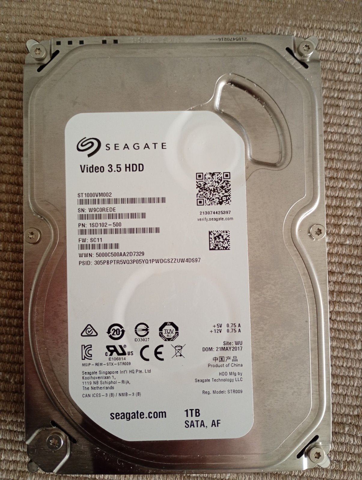 Seagate Video 3.5 HDD 1TB SATA Harde Schijf, Computers en Software, Intern, Ophalen of Verzenden, 1TB, Seagate