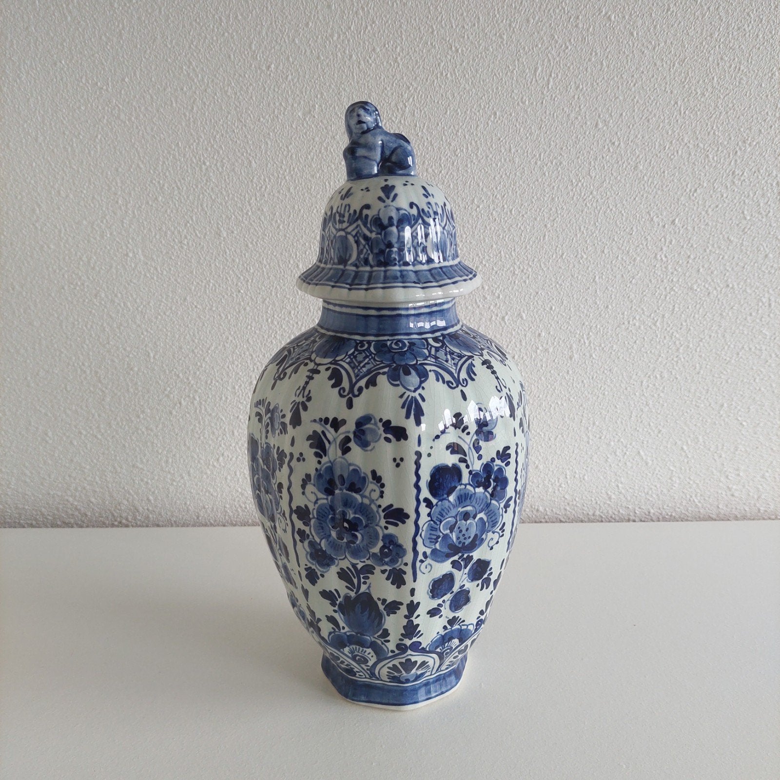 Delfts Blauw gemberpot met deksel, handgeschilderd,, Ophalen of Verzenden