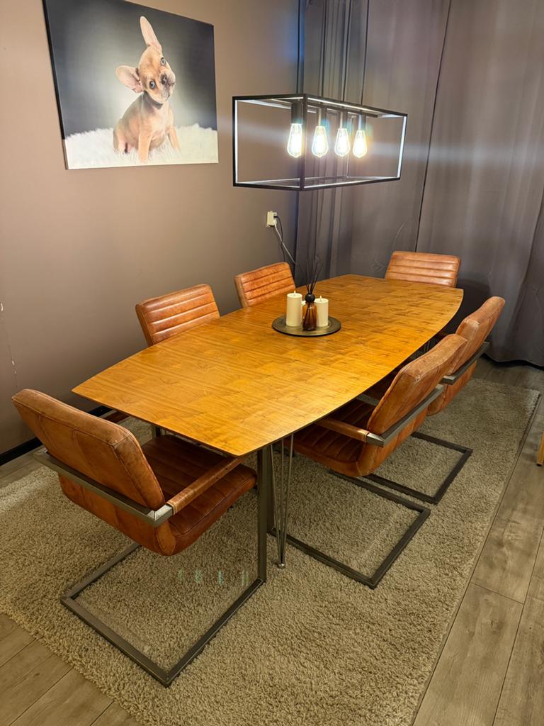 Grote eetkamertafel verlengbaar inlusief 6 stoelen, Ophalen, 200 cm of meer, 50 tot 100 cm, Zo goed als nieuw