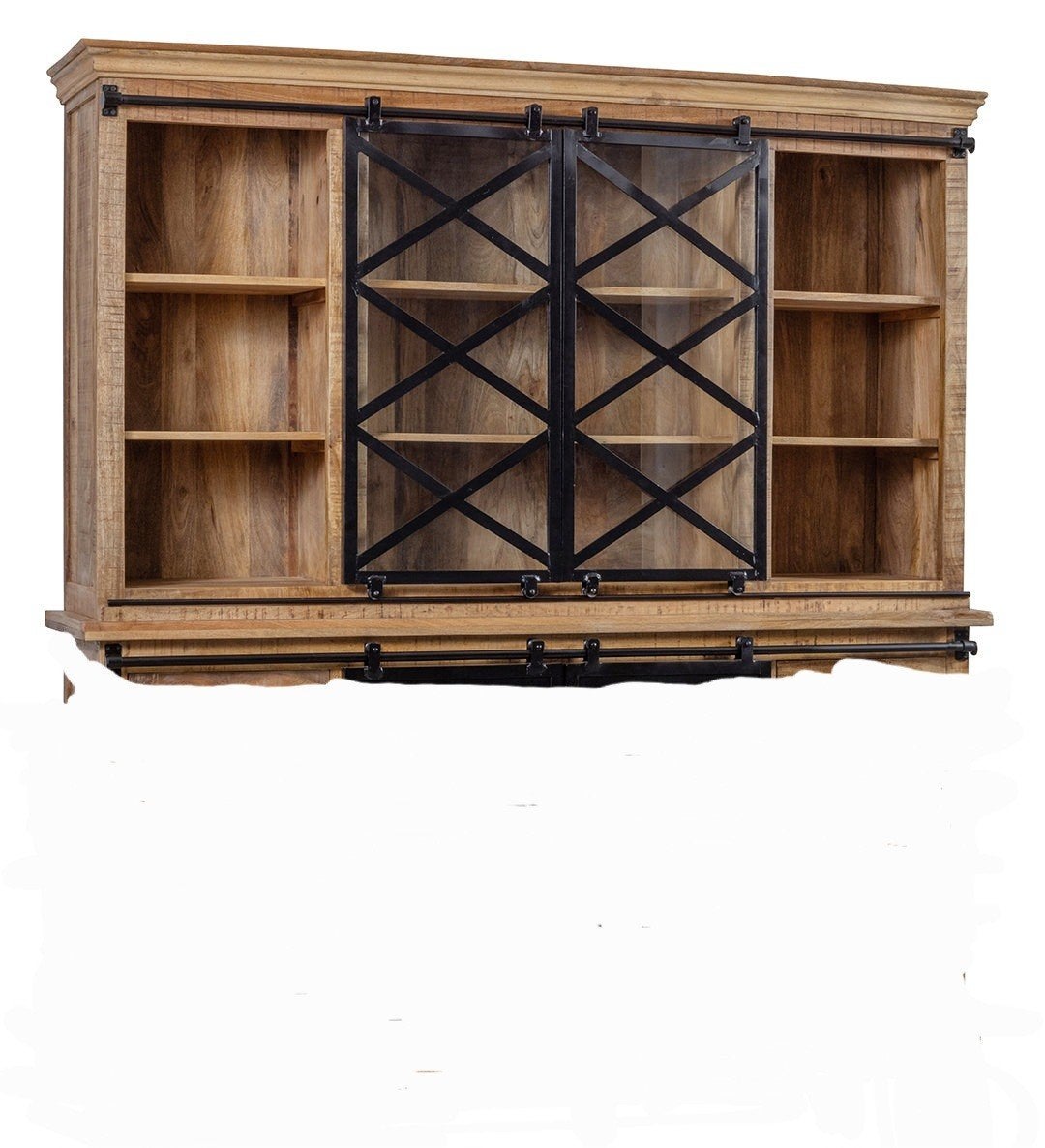Alleen,het Bovendeel van een buffetkast! Mango hout z.g.a.n., Huis en Inrichting, Ophalen of Verzenden, 25 tot 50 cm, Glas, 150 tot 200 cm