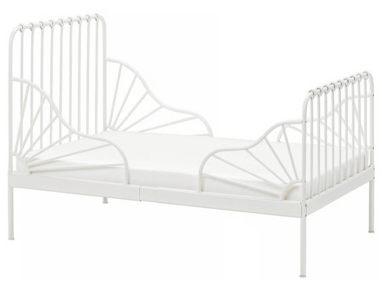 IKEA MINNEN uitschuifbaar kinderbed wit (zonder matras), Ophalen, Gebruikt, 70 tot 85 cm, Lattenbodem