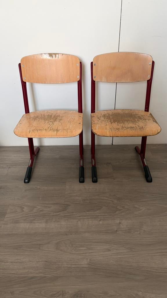 Twee vintage school kleuterstoelen, Ophalen, Gebruikt, Stoel(en)