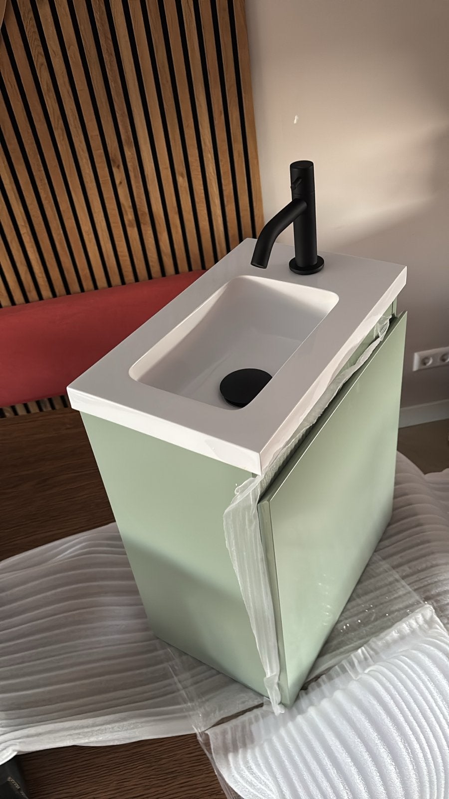 Nieuw fonteinmeubel met spiegel en kraan - Groen, Ophalen, Minder dan 50 cm, Nieuw, Minder dan 100 cm