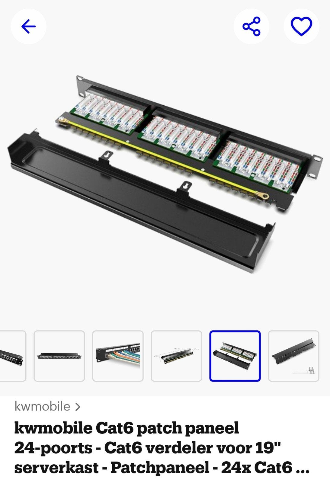 KWmobile Cat6 patchpaneel 24-poorts voor 19" serverkast, Ophalen of Verzenden