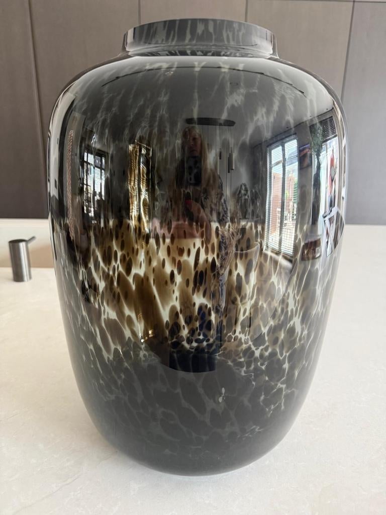 Prachtige vaas met cheeta print, Ophalen, Overige kleuren, Minder dan 50 cm, Glas