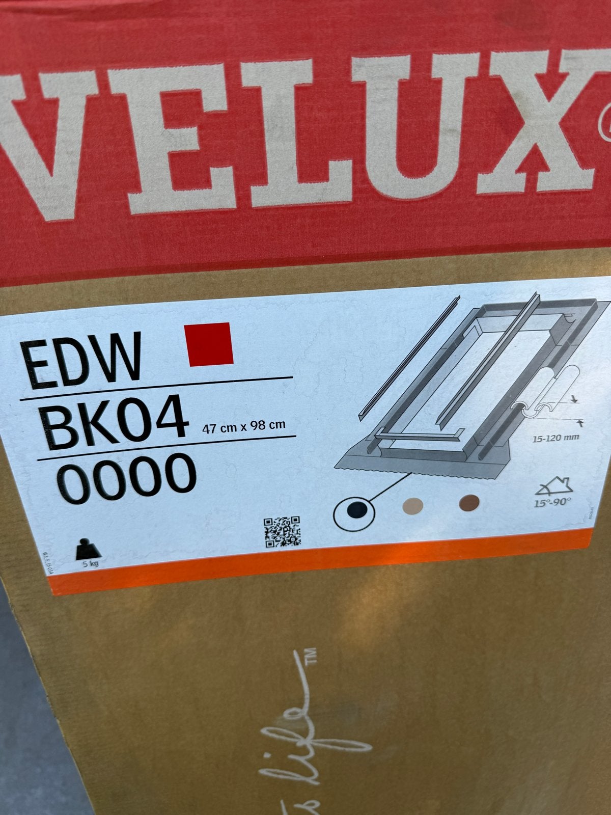 Velux EDW BK04 Dakraam Gootstuk 47x98 cm, Ophalen, Minder dan 80 cm, 80 tot 120 cm, Nieuw