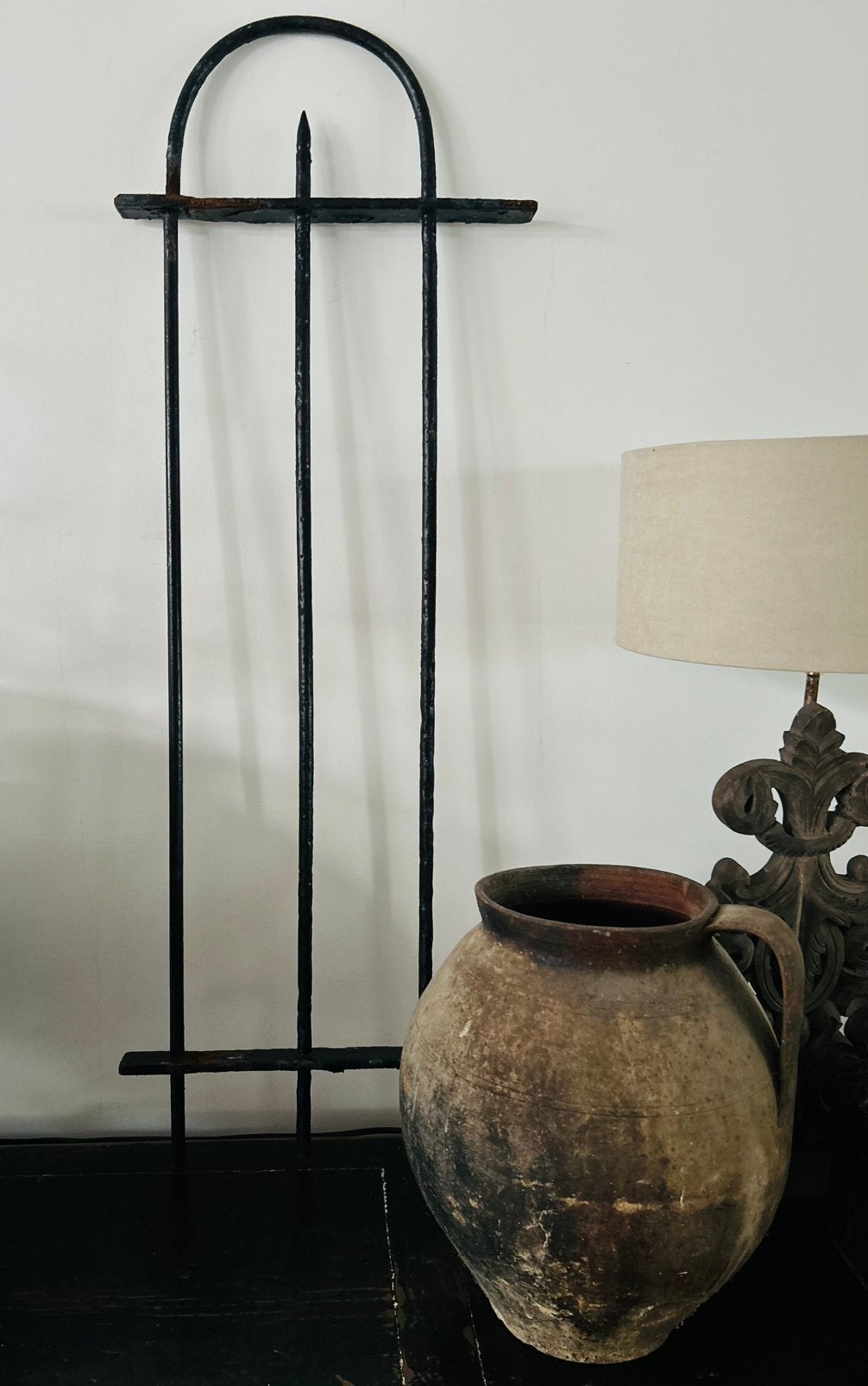 Oud kort stukje smeedijzer hekje sober sleets brocante, Ophalen