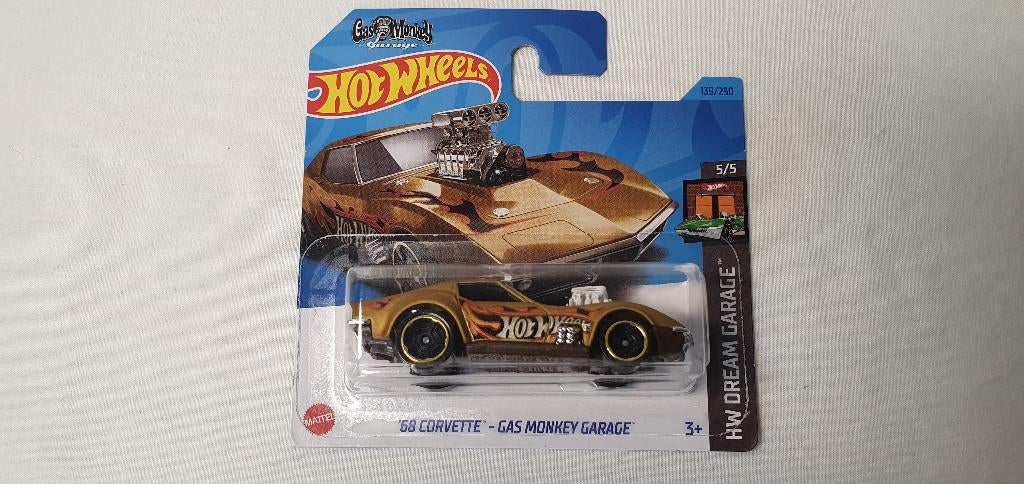 Hot Wheels 68 Corvette Gas Mokey Garage gold, Ophalen of Verzenden, Nieuw, Auto