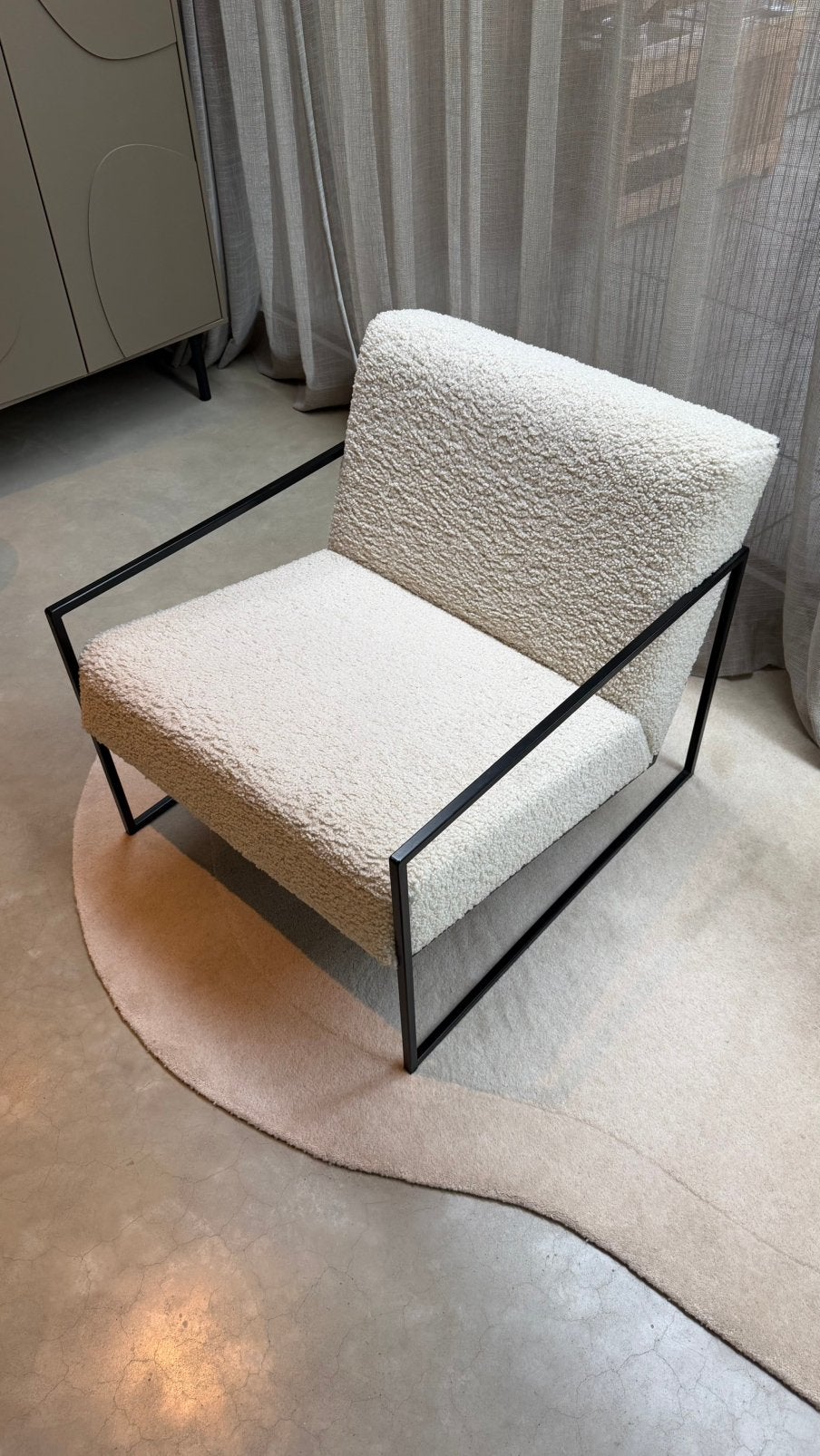Fauteuil Kent - Bouclé van by Crea, Huis en Inrichting, Ophalen, Zo goed als nieuw, Eenpersoons, 90 cm
