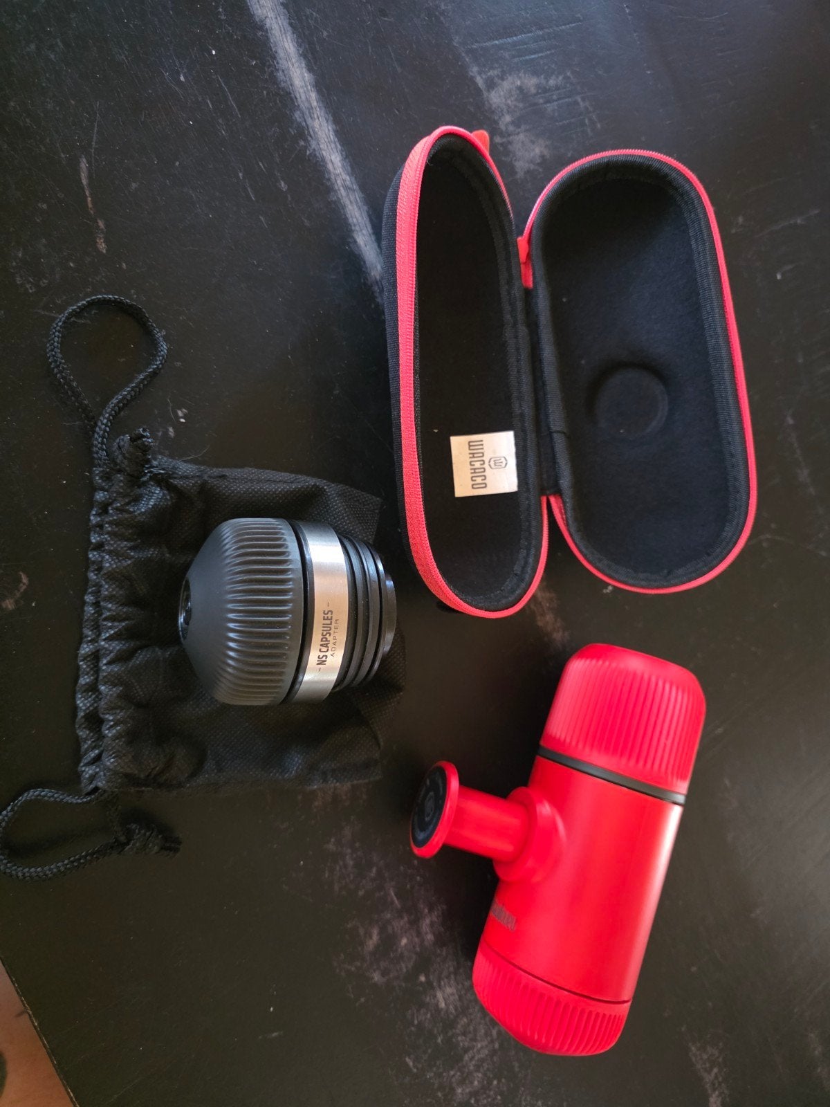 Wacaco Nanopresso met NS Adapter en Case, Espresso apparaat, Ophalen of Verzenden, Zo goed als nieuw, 1 kopje