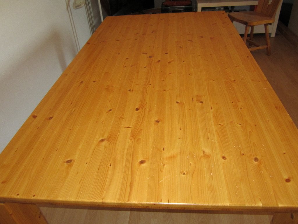 Moderne massief grenen eettafel, Ophalen, Strak, 50 tot 100 cm, Zo goed als nieuw