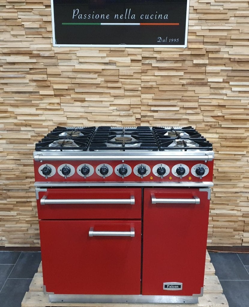 🔥Luxe Falcon Deluxe Fornuis 90cm rood 3 ovens NIEUW!, Witgoed en Apparatuur, Niet ingevuld, 60 cm of meer, Niet ingevuld, Ophalen of Verzenden