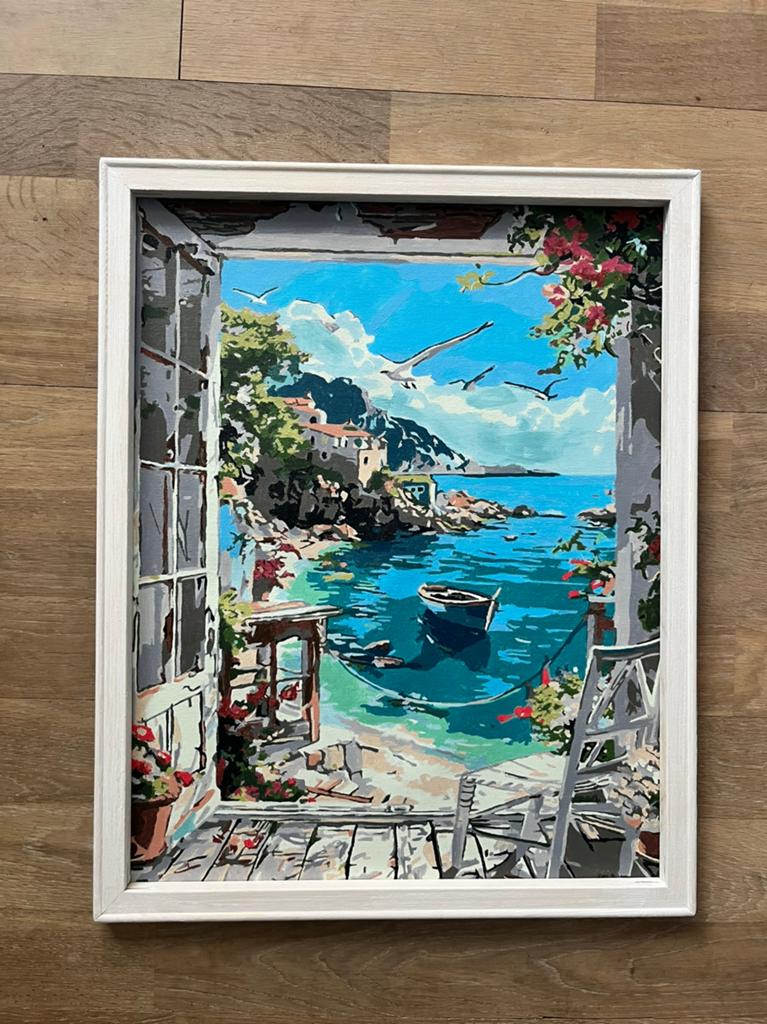 Schilderij zeezicht, Antiek en Kunst, Kunst | Schilderijen | Klassiek, Ophalen of Verzenden