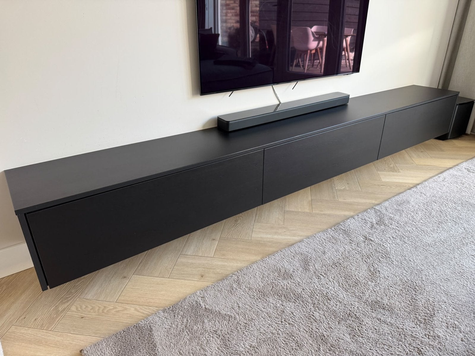Monoz TV meubel op maat - 290x36x32cm met kabelgoot, Ophalen, Gebruikt, 200 cm of meer, Minder dan 100 cm