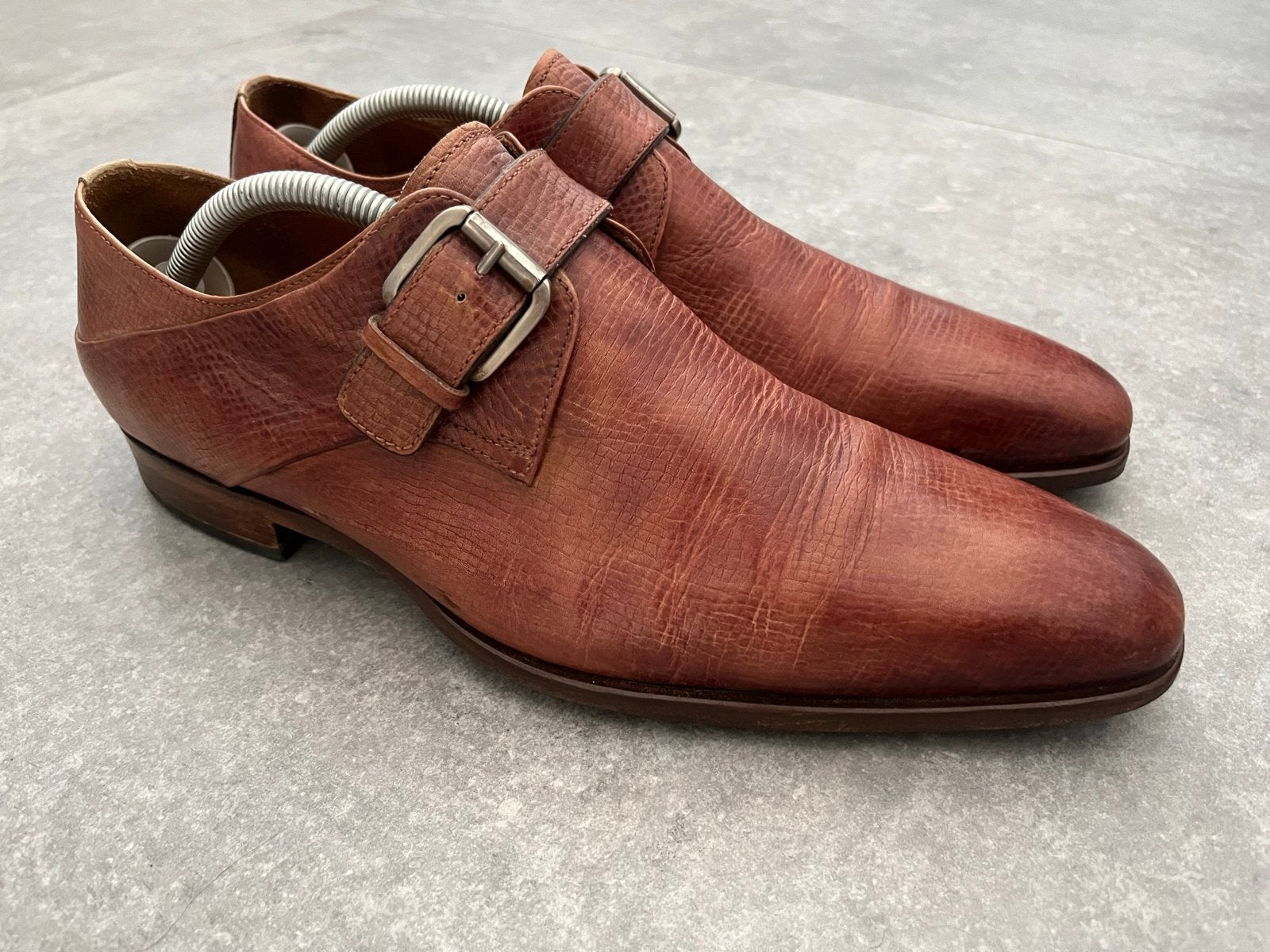 Greve monks, bruine gespschoenen - Maat 8/42,5, Bruin, Ophalen of Verzenden, Gespschoenen, Gedragen