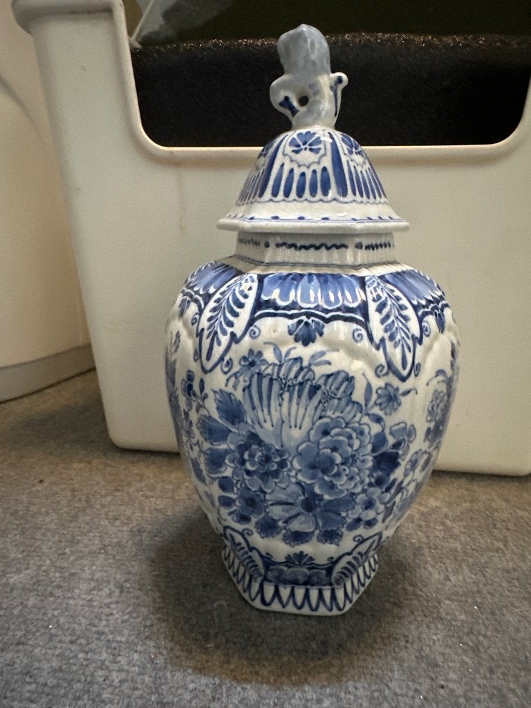 Antieke Delfts Blauwe dekselvaas - Royal Delft (1900) -, Antiek en Kunst, Ophalen of Verzenden