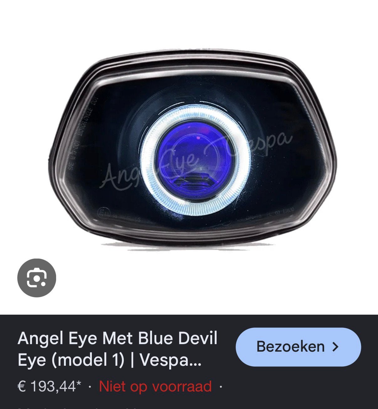 Vespa sprint custom blauwe koplamp angel eye, Ophalen