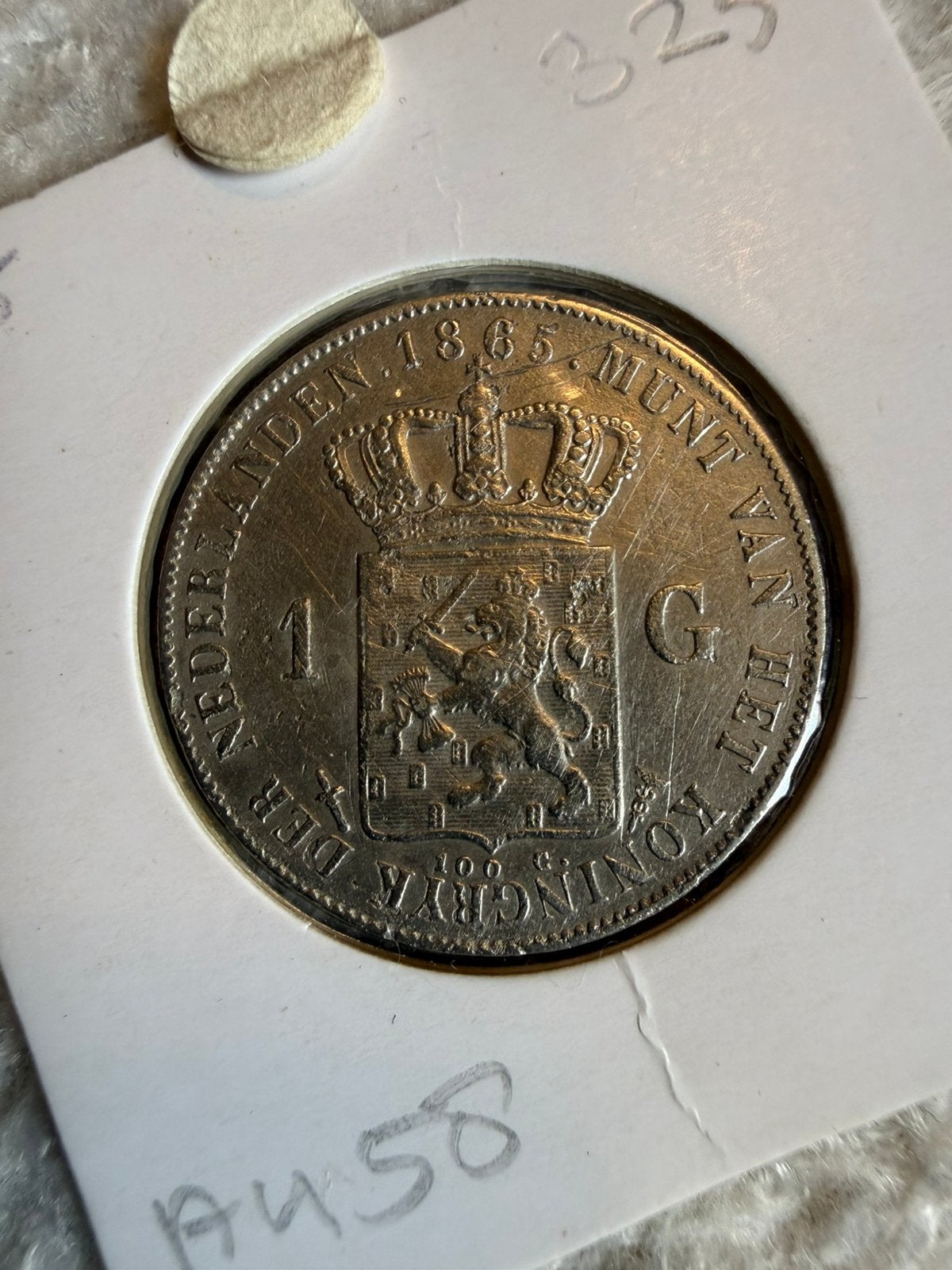 Gulden 1865 Willem III, 1 gulden, Koning Willem III, Zilver, Ophalen of Verzenden