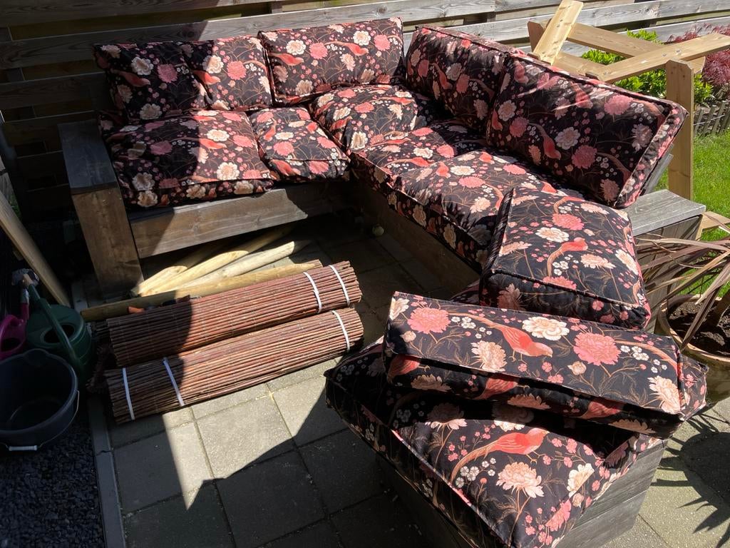 Kussens loungebank tuinbank - hoekbank, Ophalen, Gebruikt