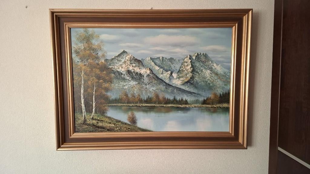 Schilder K. Bowman Berglandschap Sneeuw 100 x 75 CM, Ophalen