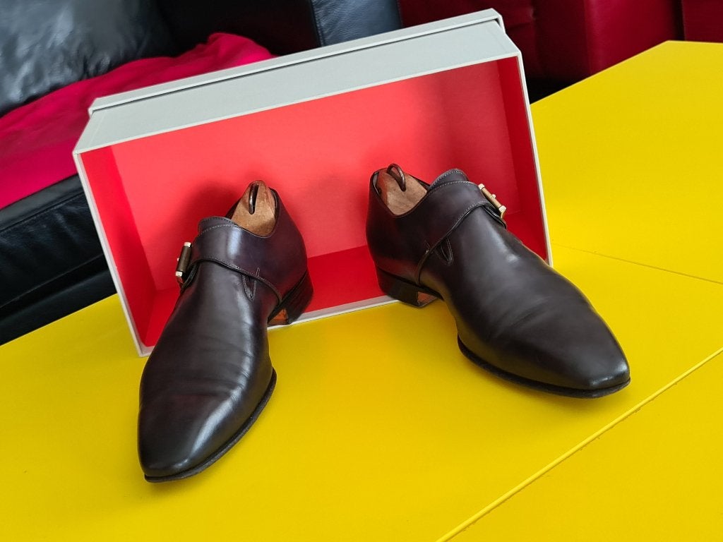 Santoni gesp schoenen met bruine kleur maat 43, Bruin, Verzenden, Santoni, Gespschoenen