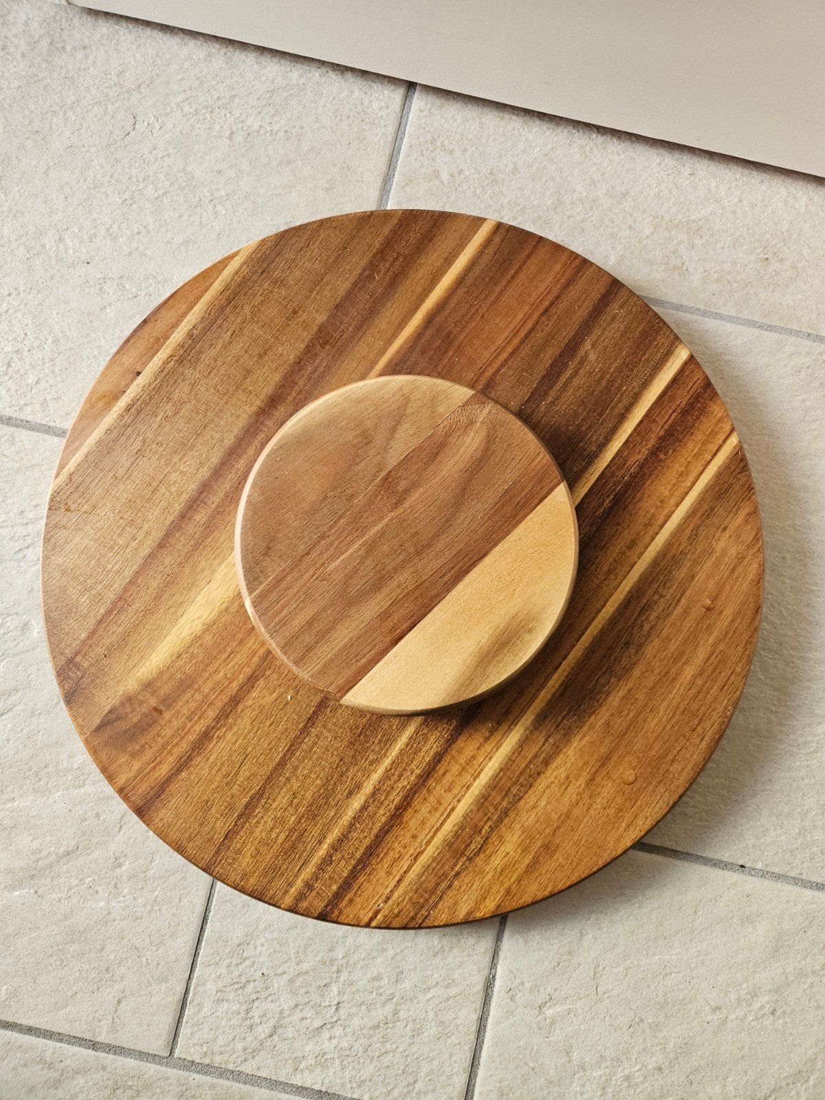 Draaischijf borrelplank van hout, Ophalen, Hout, Snij-/serveerplank, Zo goed als nieuw