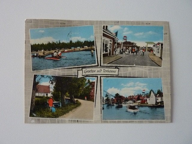 jaren 60 TERHORNE TERHERNE lopend rijweg vertier strand, Ophalen, 1960 tot 1980, Gelopen, Friesland