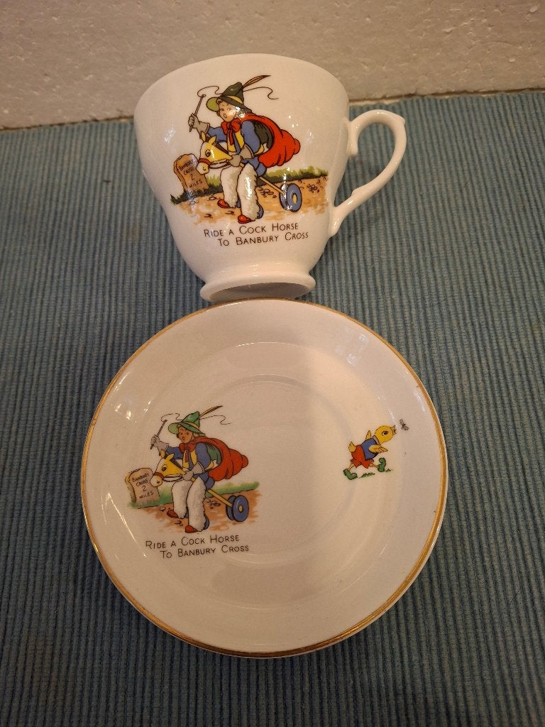 Dorcester England mooie vintage kop en schotel - Cock Horse, Ophalen of Verzenden