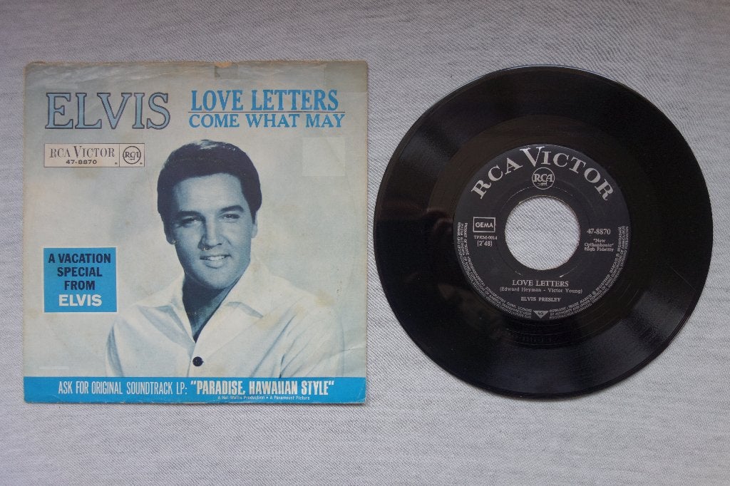 Single Elvis Presley Love letters, Cd's en Dvd's, Vinyl Singles, Ophalen of Verzenden, Zo goed als nieuw, 7 inch, Pop