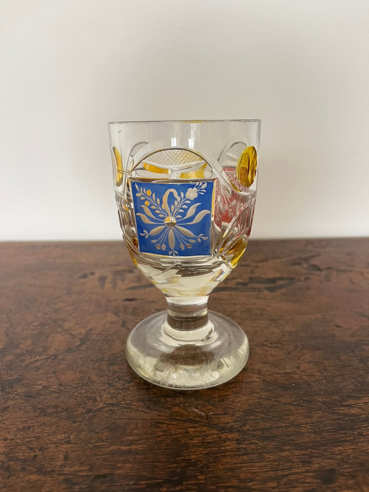 Antiek Boheems kristallen glas – handgegraveerd Biedermeier, Ophalen of Verzenden, Gebruikt, Overige typen