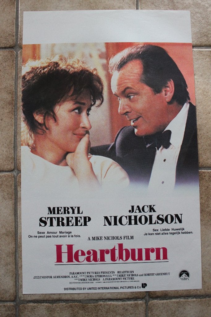 filmaffiche Jack Nicholson Heartburn 1986 filmposter, Rechthoekig Staand, Ophalen of Verzenden, Zo goed als nieuw, A1 t/m A3